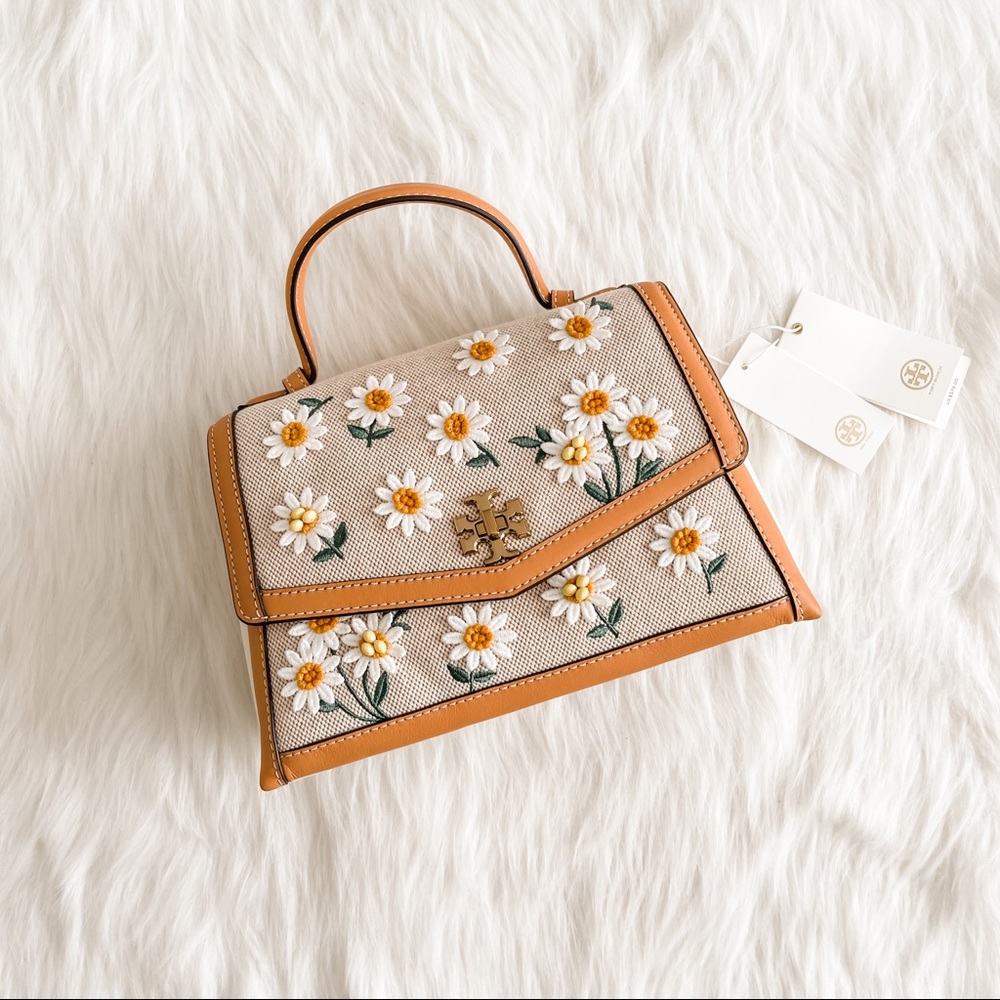 NWT [tory burch] kira daisy canvas top-handle bag